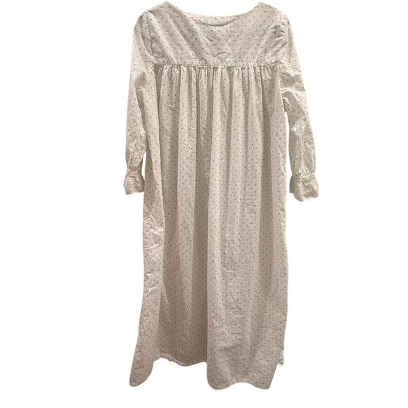 Vtg Classics by Eileen West House Coat Pajamas Long White w/ Polka Dots - Picture 2 of 6